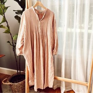 LLBean Heavy Cotton Dress Nightgown Cottage Core Prairie Button Front Long Dress